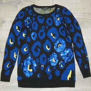 Forever 21 Animal Print Sweater w/ Sequin Details sz S
